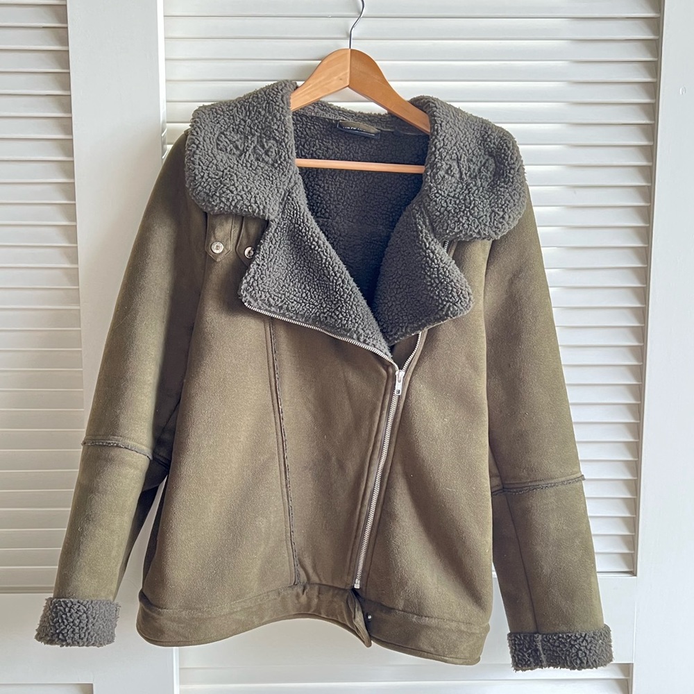 The Fifth Label Sherpa moto jacket.  Olive green size M. Gently worn.